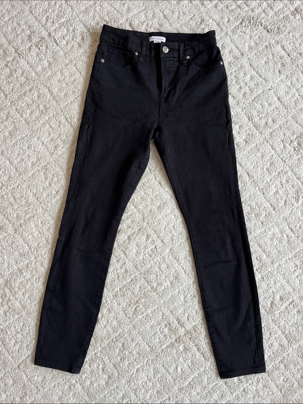 Good American high rise black skinny jeans